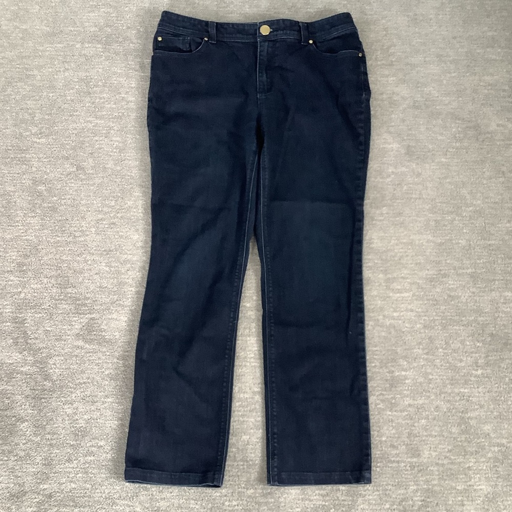 Chico's Platinum Dark Wash Straight-Leg Stretch Jeans Sz. 1/US 8